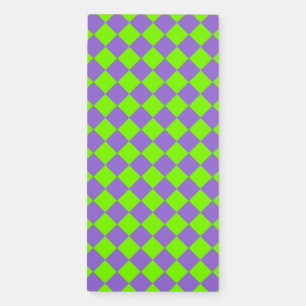 Purple Green Checker Diamond Pattern Magnetic Notepad