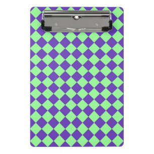 Purple Green Checker Diamond Pattern Mini Clipboard