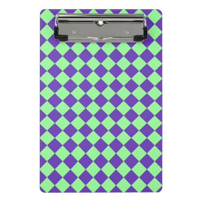 Purple Green Checker Diamond Pattern  Mini Clipboard (Front)