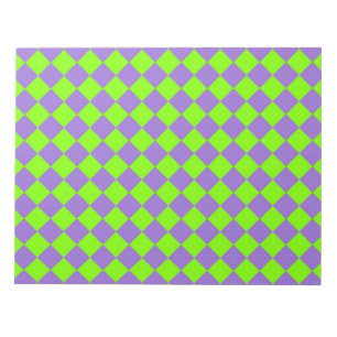 Purple Green Checker Diamond Pattern Notepad