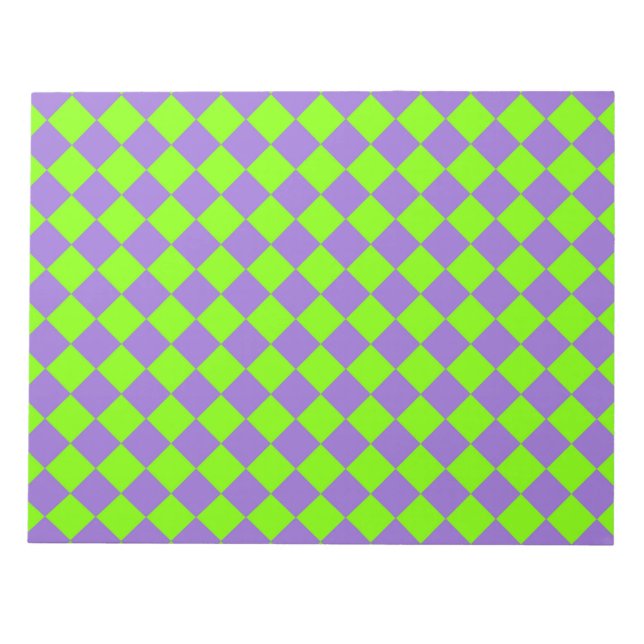 Purple Green Checker Diamond Pattern Notepad (Front)