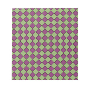 Purple Green Checker Diamond Pattern Notepad