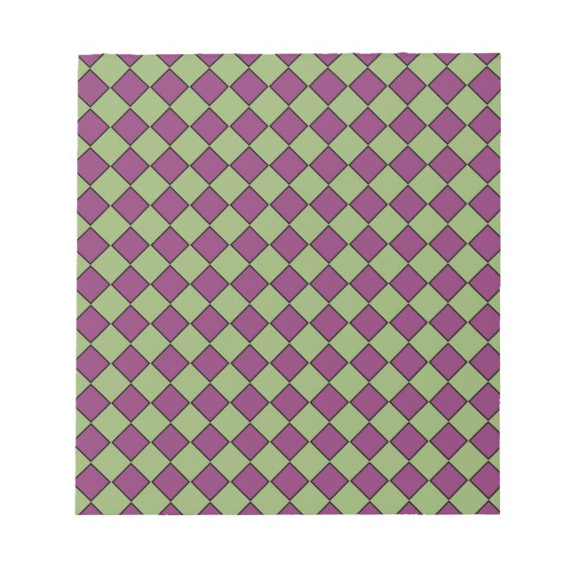 Purple Green Checker Diamond Pattern Notepad (Front)