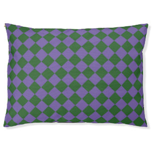 Purple Green Checker Diamond Pattern Pet Bed