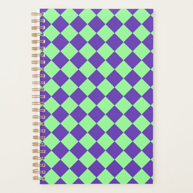 Purple Green Checker Diamond Pattern  Planner (Front)