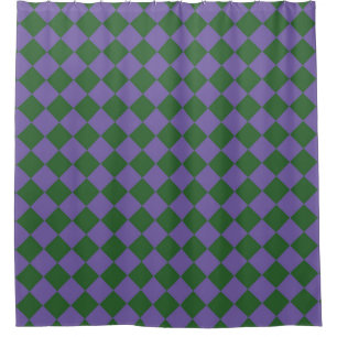 Purple Green Checker Diamond Pattern  Shower Curtain
