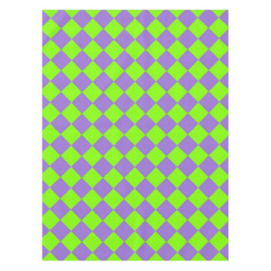 Purple Green Checker Diamond Pattern Tablecloth