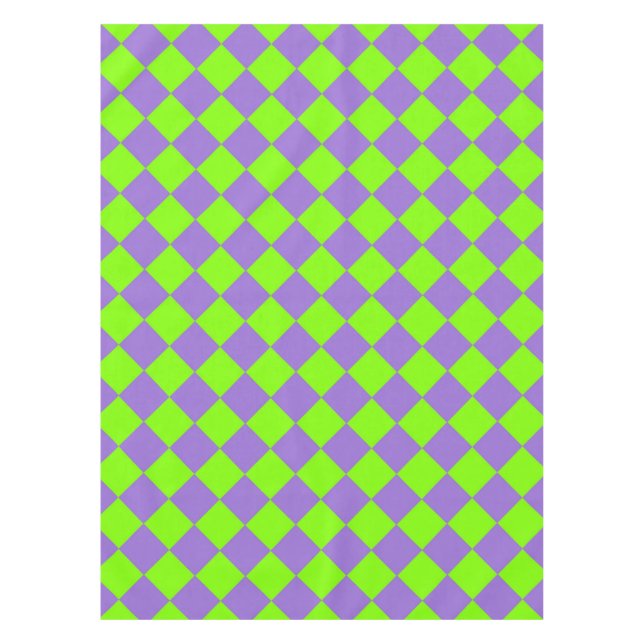 Purple Green Checker Diamond Pattern Tablecloth (Front)