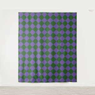 Purple Green Checker Diamond Pattern  Tapestry