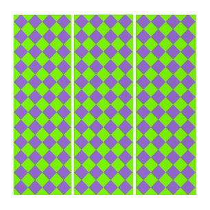 Purple Green Checker Diamond Pattern Triptych