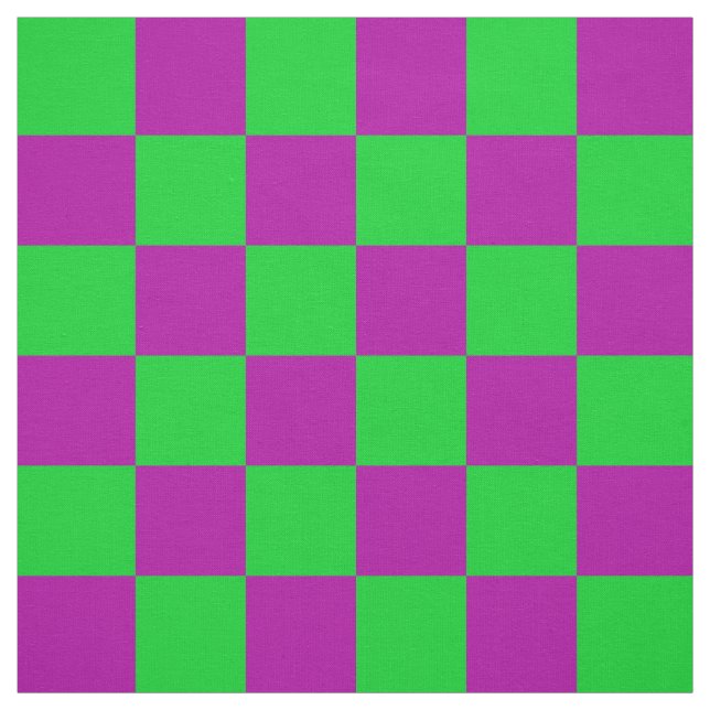 Purple Green Checkered Check Pattern Fabric (Swatch)