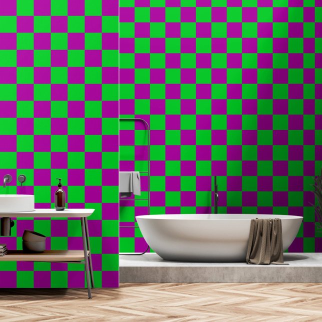 Purple Green Checkered Check Pattern Wallpaper (Creator Uploaded)