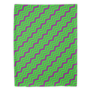 Purple Green Chevron Zigzag Design Duvet Cover