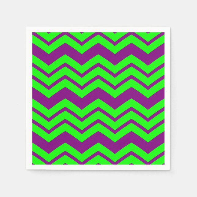 Purple Green Chevron Zigzag Design  Napkins (Front)