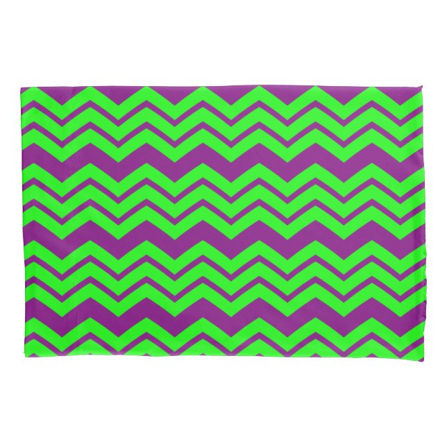 Purple Green Chevron Zigzag Design  Pillow Case (Front)