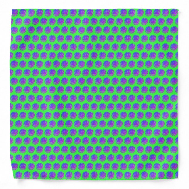 Purple Green Chinese Character Pattern  Bandana (Front)