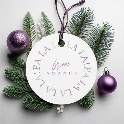 Purple Green Christmas Fa La La ID1009 Favor Tags