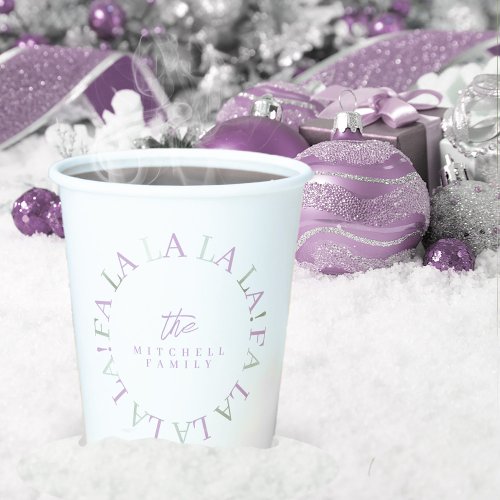 Purple Green Christmas Fa La La ID1009 Paper Cups