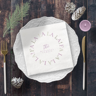 Purple Green Christmas Fa La La ID1009 Paper Dinner Napkins
