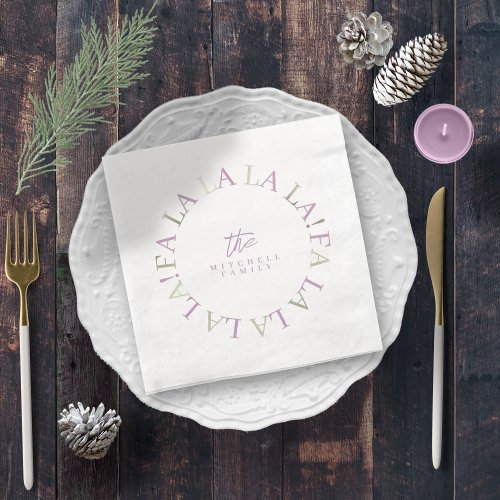 Purple Green Christmas Fa La La ID1009 Paper Dinner Napkins