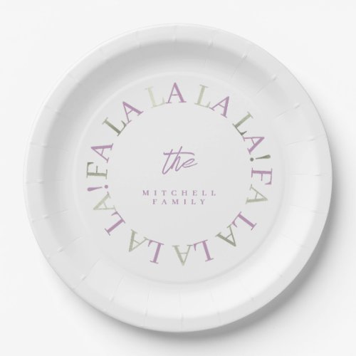 Purple Green Christmas Fa La La ID1009 Paper Plates