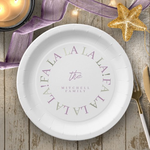 Purple Green Christmas Fa La La ID1009 Paper Plates