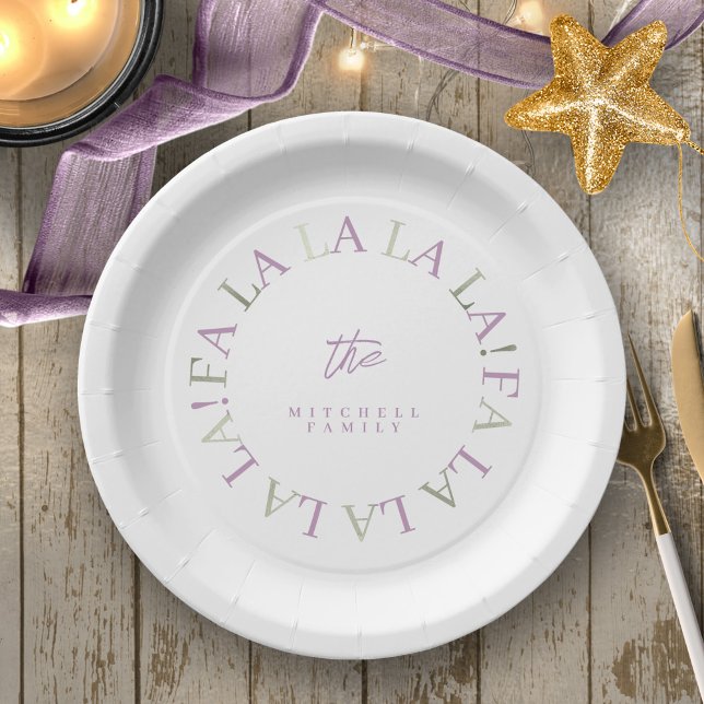 Purple Green Christmas Fa La La ID1009 Paper Plates (Creator Uploaded)