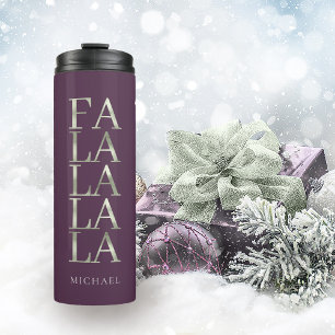 Purple Green Christmas Fa La La ID1009 Thermal Tumbler