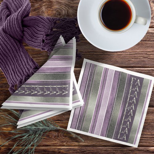 Purple Green  Christmas Fa La La Pattern27 ID1009 Paper Dinner Napkins