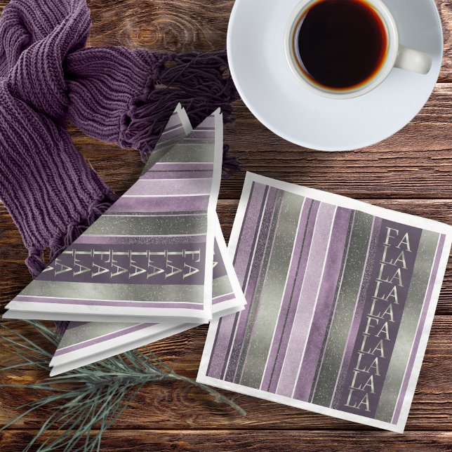 Purple Green  Christmas Fa La La Pattern#27 ID1009 Paper Dinner Napkins (Creator Uploaded)