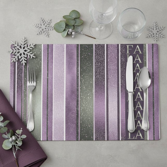 Purple Green  Christmas Fa La La Pattern#27 ID1009 Placemat (Creator Uploaded)