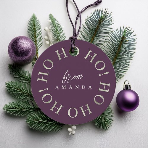 Purple Green Christmas Ho Ho Ho ID1009 Favor Tags