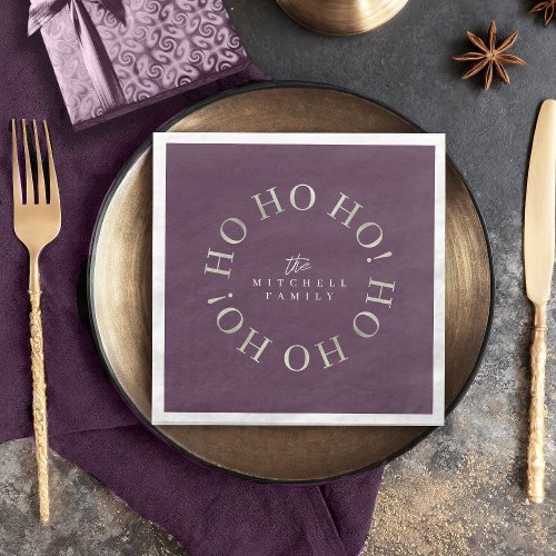 Purple Green Christmas Ho Ho Ho ID1009 Paper Dinner Napkins