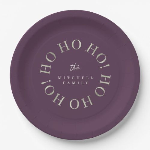 Purple Green Christmas Ho Ho Ho ID1009 Paper Plates