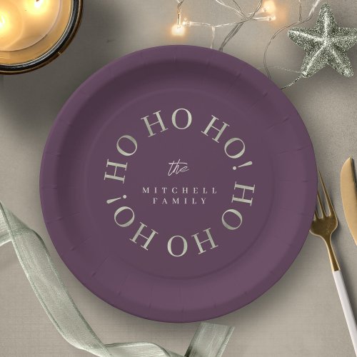 Purple Green Christmas Ho Ho Ho ID1009 Paper Plates