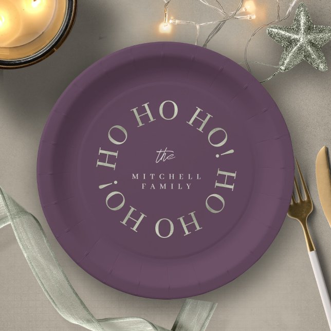 Purple Green Christmas Ho Ho Ho ID1009 Paper Plates (Creator Uploaded)