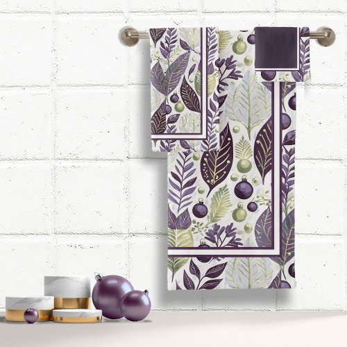 Purple Green Christmas Merry Pattern21 ID1009 Bath Towel Set