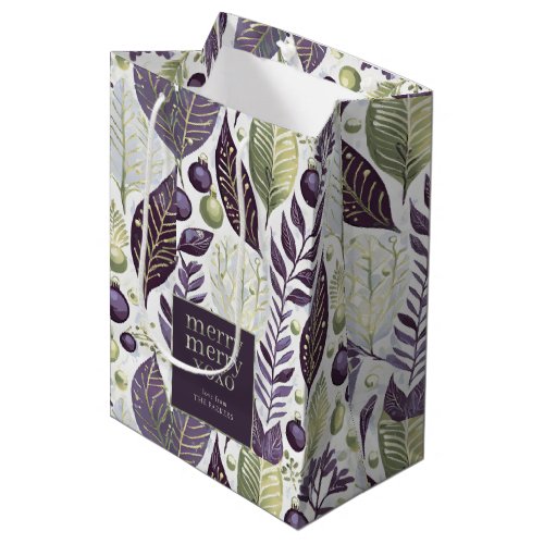 Purple Green Christmas Merry Pattern21 ID1009 Medium Gift Bag