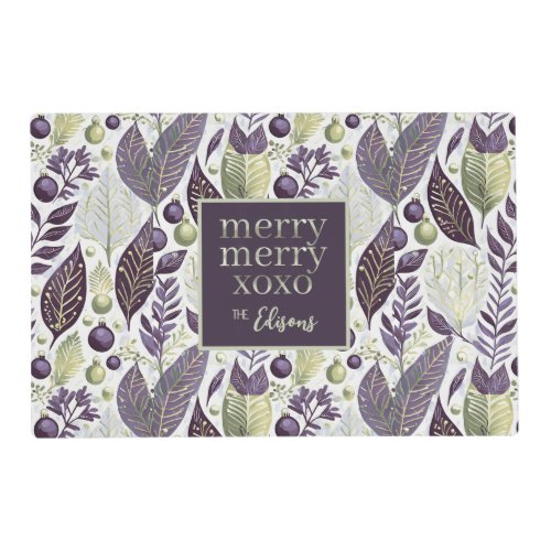 Purple Green Christmas Merry Pattern21 ID1009 Placemat