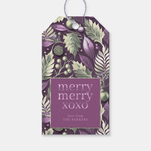 Purple Green Christmas Merry Pattern22 ID1009 Gift Tags