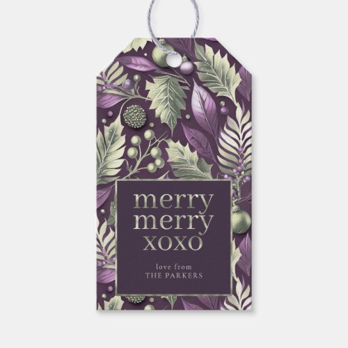 Purple Green Christmas Merry Pattern22 ID1009 Gift Tags