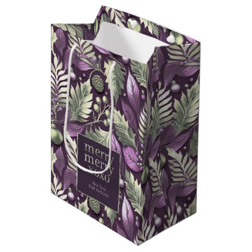 Purple Green Christmas Merry Pattern22 ID1009 Medium Gift Bag