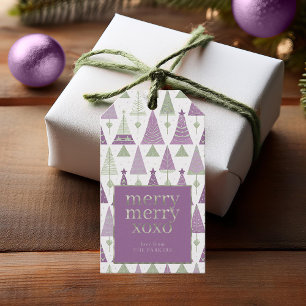 Purple Green Christmas Merry Pattern#25 ID1009 Gift Tags