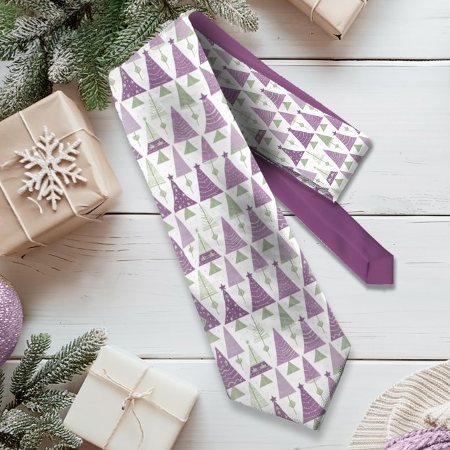 Purple Green Christmas Merry Pattern#25 ID1009 Neck Tie (Creator Uploaded)