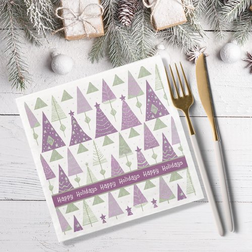 Purple Green Christmas Merry Pattern25 ID1009 Paper Dinner Napkins