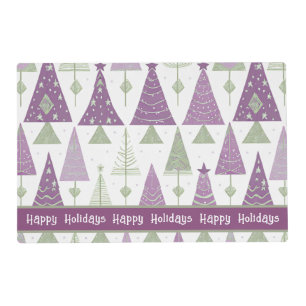 Purple Green Christmas Merry Pattern#25 ID1009 Placemat