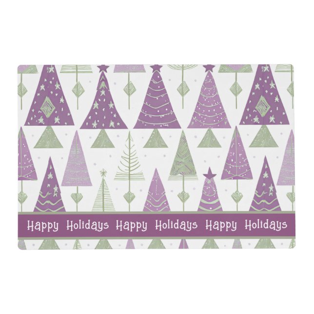 Purple Green Christmas Merry Pattern#25 ID1009 Placemat (Front)
