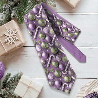 Purple Green Christmas Pattern#12 ID1009 Neck Tie