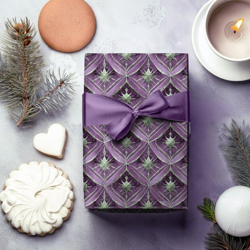 Purple Green Christmas Pattern16 ID1009 Wrapping Paper