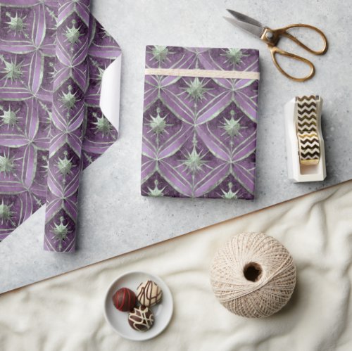 Purple Green Christmas Pattern16 ID1009 Wrapping Paper